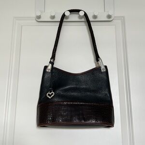 Brighton Black and Brown Textured Shoulder Bag